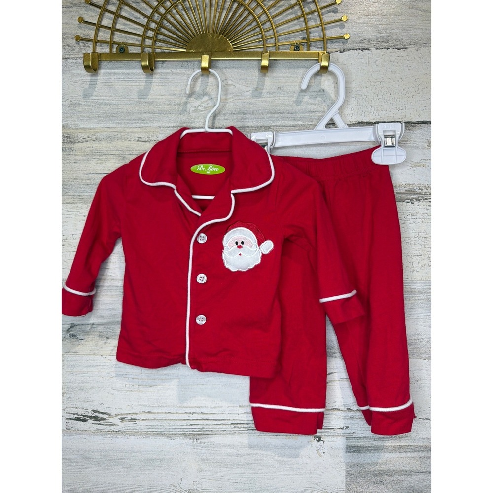 Be Mine Pajama Set Baby 3 Months Red Santa Claus Holiday Classic EUC